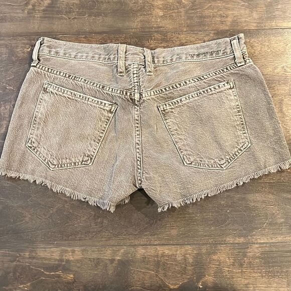 Current Elliott The Boyfriend Short Distressed Denim Olive Green Gray - Picture 7 of 12